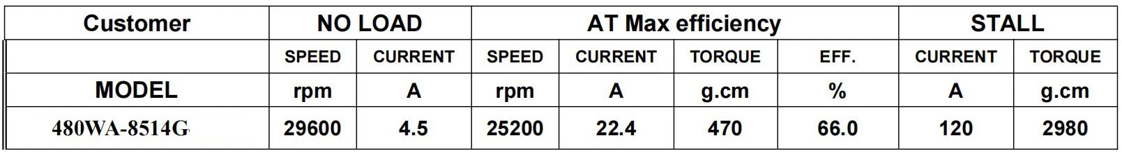 FS480WA-8514G-87.5G-Motor Parameter